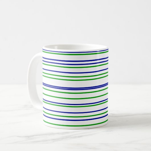 Grünblaue lila Streifen Moderne Muster  Kaffeetasse (Vorderseite Links)