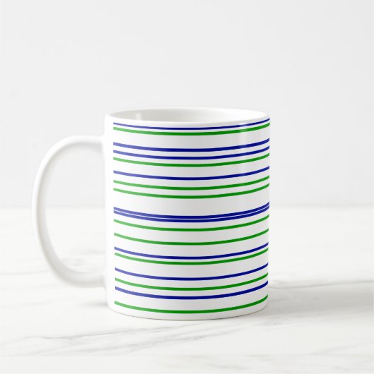 Grünblaue lila Streifen Moderne Muster Kaffeetasse (Links)