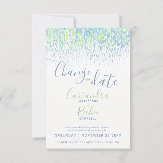 Grünblaue moderne Kunst verändert das Datum der Ho Save The Date (Vorderseite)
