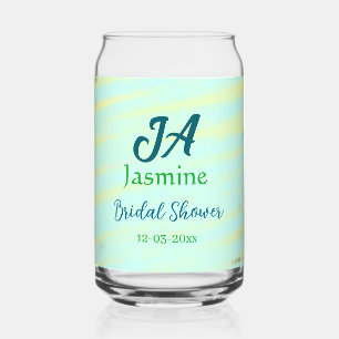 Grünblaue Pastell-Aquarell-Junggesellinnenabschied Dosenglas