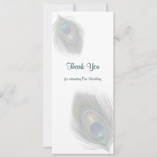 Grünblaue Pfauenfeathers Menü Einladung (Rückseite)