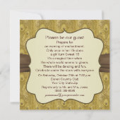 Grünblaue und goldene Pfauenfedern Süß 16 Einladung (Rückseite)