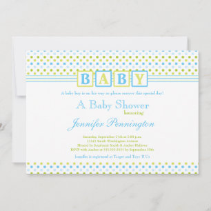Grünblauer Punkt Babydusche Einladung