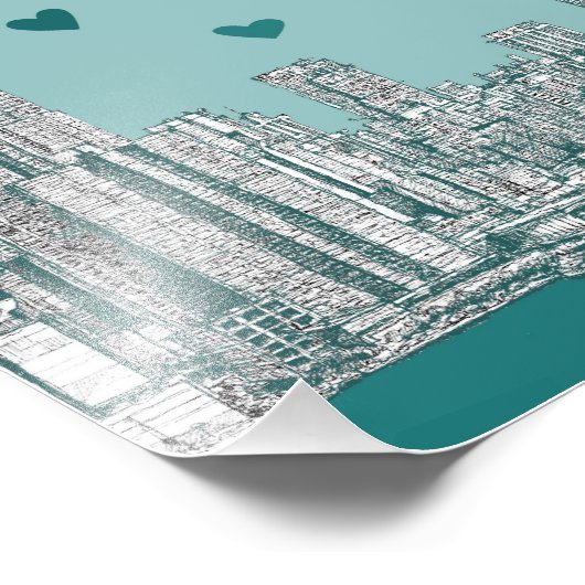 Grünblaues NYC-Valentin Fotodruck (Ecke)