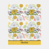 Grünblüte Blumenmuster personalisierter Name Fleecedecke (Vorderseite)