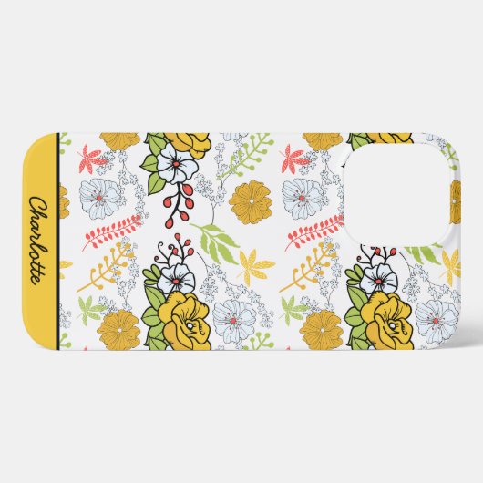 Grünblüte Blumenmuster personalisierter Name iPhone Hülle (Rückseite (Horizontal))