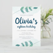 Grünblütenblatt Botanische Wasserfarbe Geburtstag Einladung (Stehend Vorderseite)