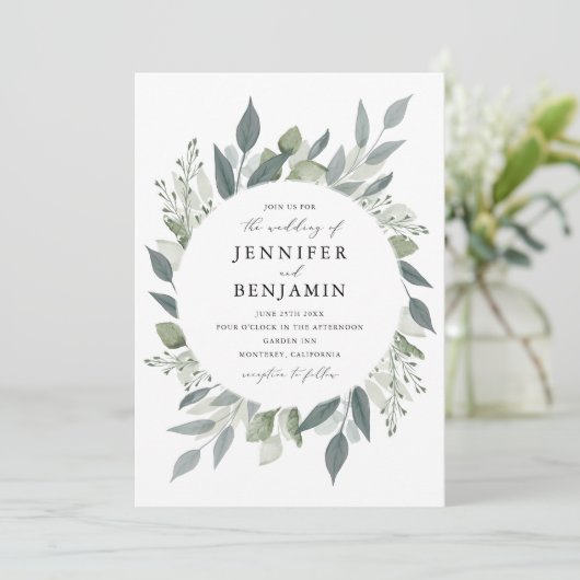 Grünbouquet Einladung (Stehend Vorderseite)