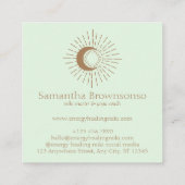 Grünbraun Minimal Moderner Himmelssonnenmond Quadratische Visitenkarte (Rückseite)