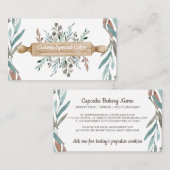 Grünbraun Rustikale Blume Rollbäckerei Button Visitenkarte (Vorne/Hinten)