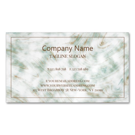 Grünbraun und weißer Marmor Magnetische Visitenkarte (Vorderseite)