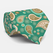 Grünbraune beige Vintage Paisley-Muster Krawatte (Gerollt)