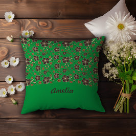 Grünbraune Blume Hauptdekorationsname Kissen