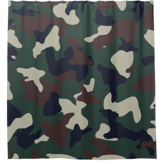 Grünbraune Camouflage Duschvorhang (Vorderseite)