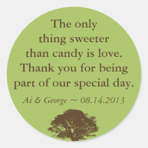 Grünbraune Eiche Hochzeitszitat Runder Aufkleber