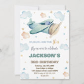 Grünbraune Flugzeuge Einladung zum Geburtstag (Vorderseite)