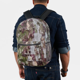 Grünbraune, graue Tarnholzrinde Monogram Bedruckter Rucksack