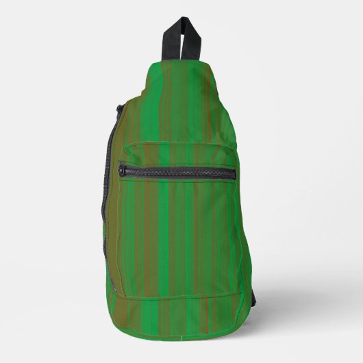 Grünbraune Streifen Crossbody Bag (Vorderseite)