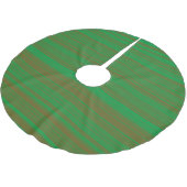 Grünbraune Streifen Polyester Weihnachtsbaumdecke (Schrägansicht)