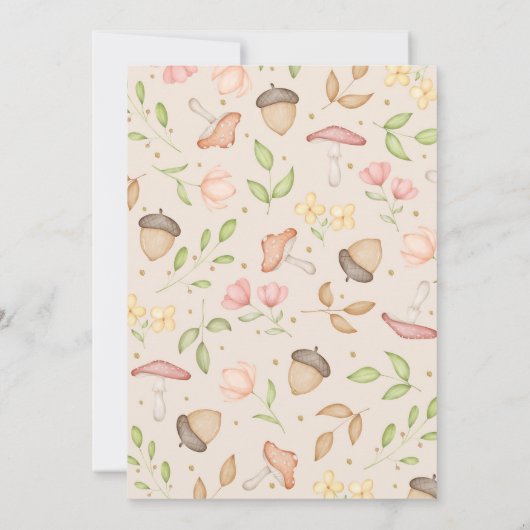 Grünbraune Wasserfarben Waldtiere Einladung (Rückseite)