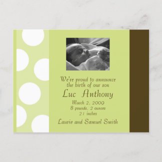 Grünbraune weiße Punkte Postkarte (benutzerdefinie