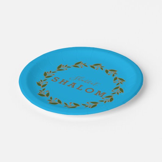 Grünbrauner Kranz Pappteller (Schrägansicht)