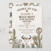 Grünbrauner Western Stiefel Skulptur Geburtstag Einladung (Vorne/Hinten)