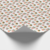 Grünbraunes Kaktusmuster Geschenkpapier (Ecke)