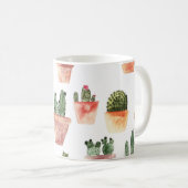 Grünbraunes Kaktusmuster Kaffeetasse (VorderseiteRechts)