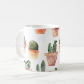Grünbraunes Kaktusmuster Kaffeetasse (Vorderseite Links)