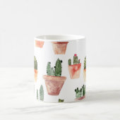 Grünbraunes Kaktusmuster Kaffeetasse (Mittel)