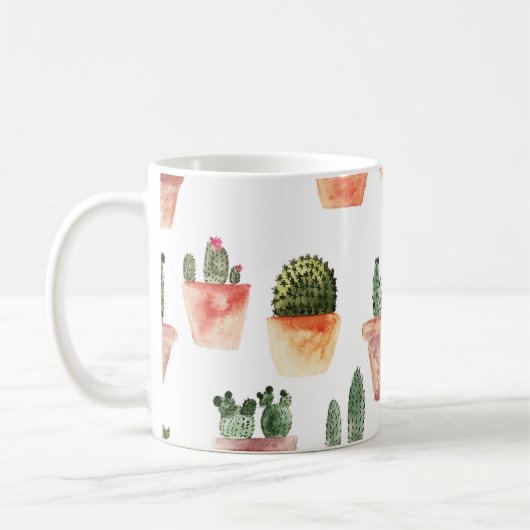 Grünbraunes Kaktusmuster Kaffeetasse (Links)