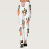Grünbraunes Kaktusmuster Leggings (Rückseite)