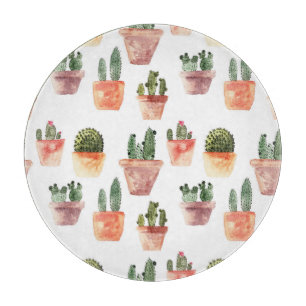 Grünbraunes Kaktusmuster Schneidebrett