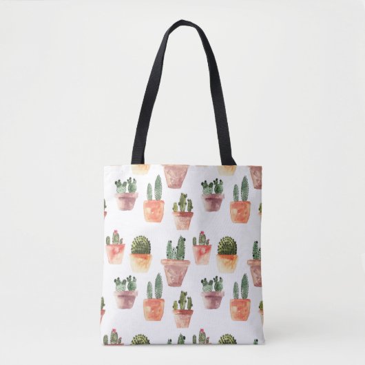 Grünbraunes Kaktusmuster Tasche (Vorderseite)