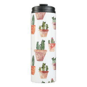 Grünbraunes Kaktusmuster Thermosbecher