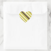 Grünbraunes Streifenmuster Herz-Aufkleber (Tasche)