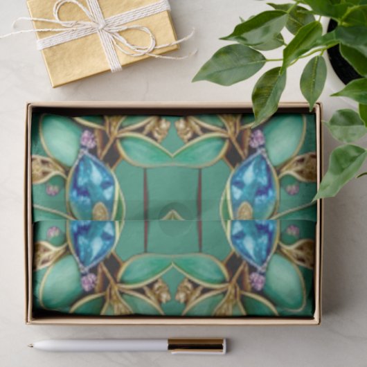 Grünbuch Blätter Lila Edelsteine-Tissue-Papier Seidenpapier (Geschenk)