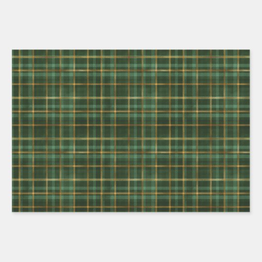 Grünbuch und Kariertes Umschlagpapier für Gold Geschenkpapier Set (Vorderseite 2)