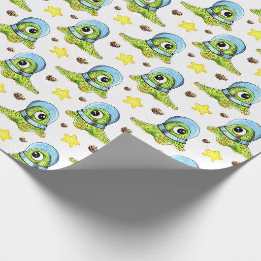 Grünbuch zur Alien Geschenkpapier (Ecke)