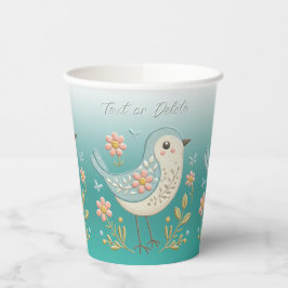 Grünbücher für Little Bird Floral Stickerei Pappbecher