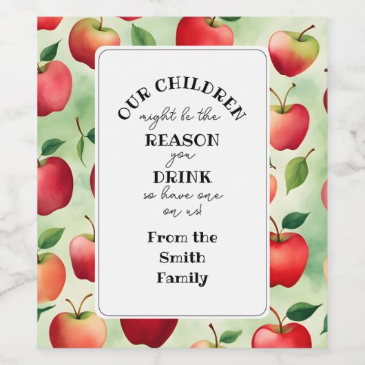 Grund, warum Sie Äpfel für Lehrer trinken Weinetikett (Einzelnes Label)