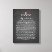 Gründe, aus denen wir Sie Liebe geben, 50 Gründe,  Leinwanddruck (Vorderseite)