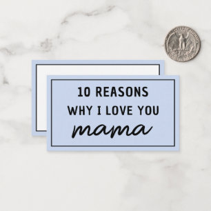 Gründe, warum ich dich liebe Mama Muttertag Cute Mitteilungskarte