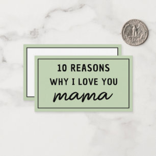 Gründe, warum ich dich liebe Mama Muttertag Cute Mitteilungskarte