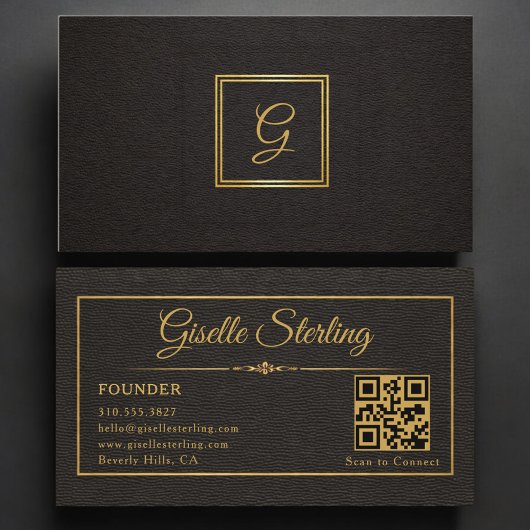 Gründer-Monogramm-QR-Code Visitenkarte