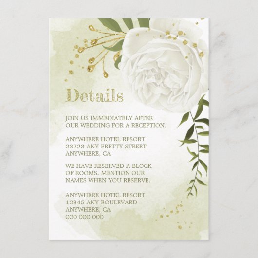 Gründetails in romantischen, weißen Blume Begleitkarte (Vorderseite)