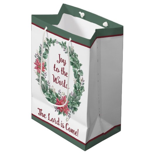 Grundfarbenkrau Weihnachtsfeiertag Mittlere Geschenktüte (Vorderseite Schrägansicht)