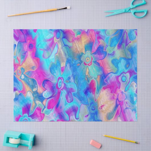 Grundgy-bemalt-Florals-4- Fußbodenmatte Seidenpapier (Basteln)