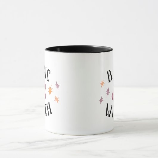 Grundhexe mit Sternen Modernes, sonniges Halloween Tasse (Zentrum)